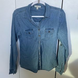 Denim Long Sleeve Button Up Shirt size S